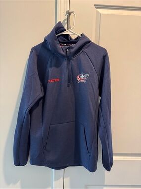 CCM Navy Pullover Hoodie with Columbus Blue Jackets Logo